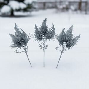 Set of 3 Silver Glitter Floral Picks-Disco Ball-Holiday Decor-Modern Christmas
